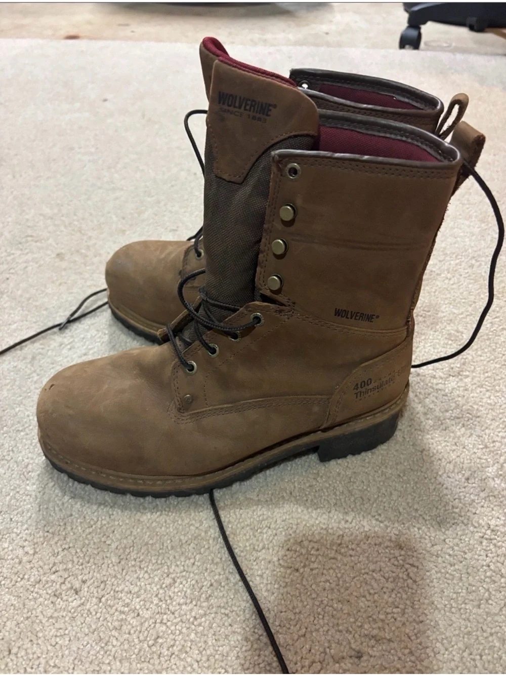 Men's Brown Lace-Up Work Boots - Durable Outdoor Style 9EW